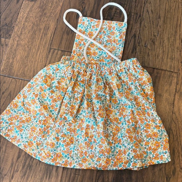 ZARA Floral Pinafore Rope Straps Girls Dress Sz 3-4 - Picture 2 of 3